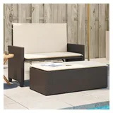 furnicato Gartenbank mit Kissen und Hocker Braun Poly Rattan braun