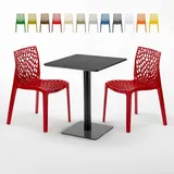 Schwarz Tisch Quadratisch 60x60 cm Bunte Grand Soleil Stühle Gruvyer Licorice