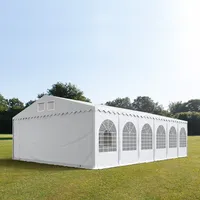 TOOLPORT PRO 7x12m Partyzelt PVC-Plane, weiß mit Bodenrahmen -