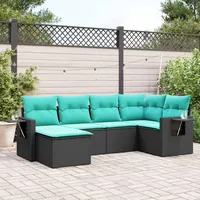 vidaXL Gartensofa-Set 6-tlg. schwarz