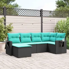 vidaXL Gartensofa-Set 6-tlg. schwarz