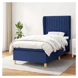 Lattenrost mit Matratze, blau, 90 x 190 cm, Stoff, Plattformbett, mit Lattenhalter, einfache Montage, für Schlafzimmer, Erwachsene