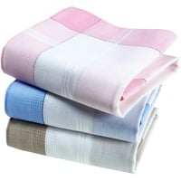 Taschentücher aus hochwertigem Stoff, für Damen, 100 % gekämmte Baumwolle, 35 cm x 35 cm, 3-teilig, Modell P07