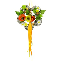 Kunstkranz Holzblume, I.GE.A., Höhe 24 cm orange