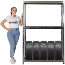 Proregal Reifenregal RAGNAR HxBxT 180 x 120 x 40cm Bis Zu 8 Reifen Auf 2 Ebenen + Ablage 265kg Fachlast Verzinkt