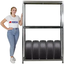 Proregal Reifenregal RAGNAR HxBxT 180 x 120 x 40cm Bis Zu 8 Reifen Auf 2 Ebenen + Ablage 265kg Fachlast Verzinkt