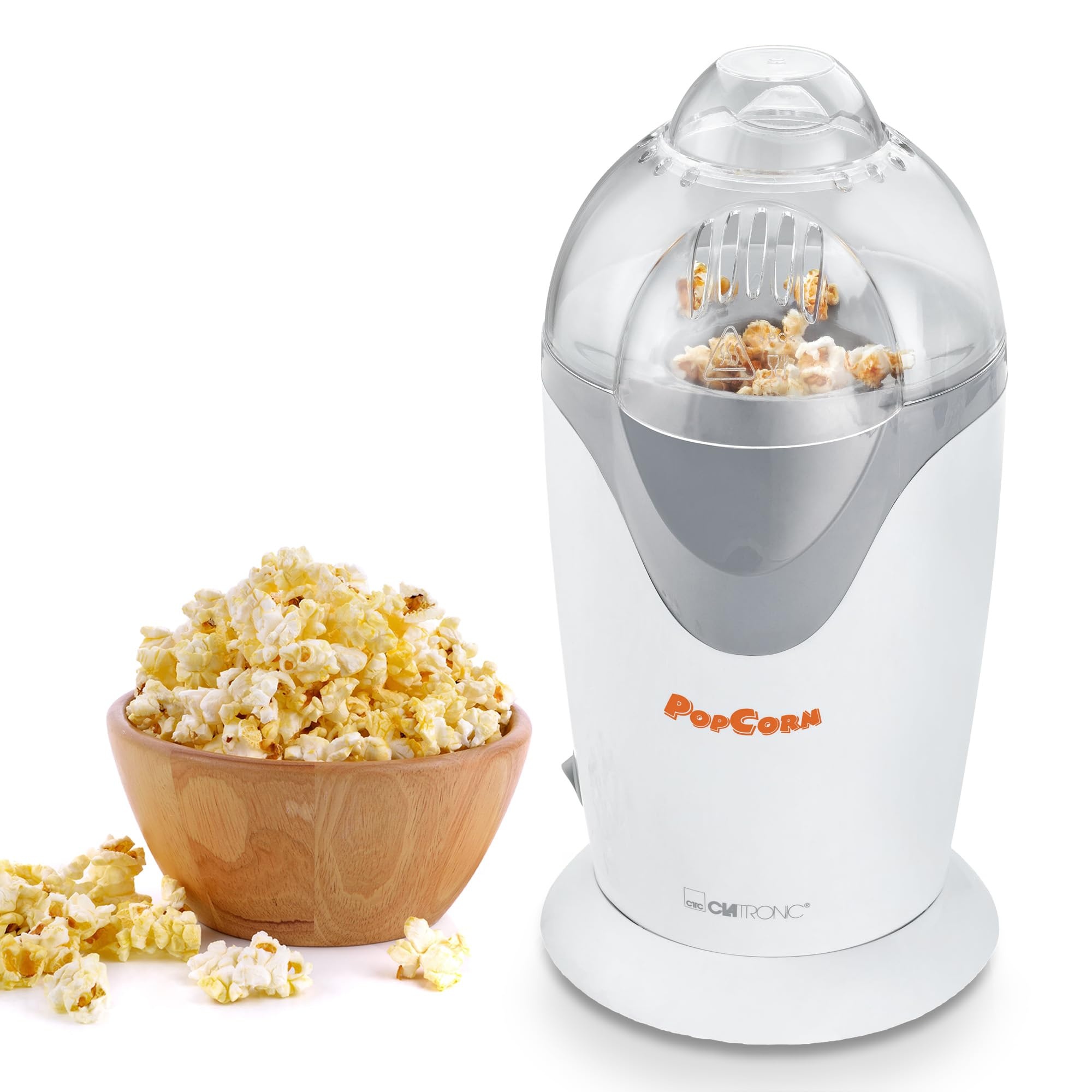 Clatronic Popcorn-Maker | Popcornmaschine für kalorienbewusste Zubereitung | Popcorn Maker für schnellen Genuss | inkl. Portionierschale für Popcorn Mais | PM 3635
