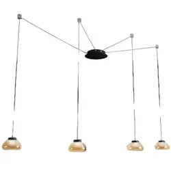 Arabella LED-Hängeleuchter aus Metall und bernsteinfarbenem mundgeblasenem Glas 3547-49-125 Fabas Luce