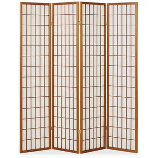 Homestyle4u Paravent Raumteiler 4 teilig Trennwand Shoji Faltbar Braun - Gr.: onesize