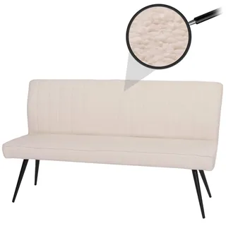 Mendler Sitzbank HWC-K16, Esszimmerbank Bank Polsterbank, Rückenlehne Stoff/Textil Bouclé Metall 160cm - Creme-beige