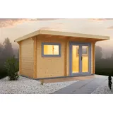 Infraworld Gartensauna Bella 3-Fenster & Türen in exklusiver Ausführung und farbig lackiert