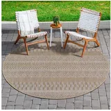 Sanat Teppich Melissa 8003, rund, Höhe: 10 mm, Kurzflor, In -und Outdoor geeignet, Außenbereich, Wohnzimmer braun Ø 120 cm x 10 mm