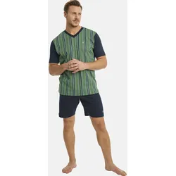 Shorty JAN VANDERSTORM "Kurzer Schlafanzug HELMWALD", Herren, Gr. 4XL, blau (dunkelblau gestreift), Obermaterial: 100% Baumwolle CO., Homewear-Sets, mit elastischem Hosenbund