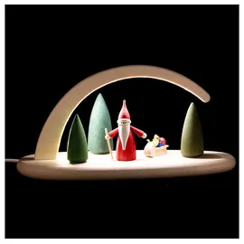 seiffener volkskunst eg schauwerkstatt Seiffener Volkskunst | LED Lichterbogen Schwibbogen 24x13cm | Erzgebirgische Volkskunst | Weihnachtsbogen | 15366 | Weihnachtswichtel