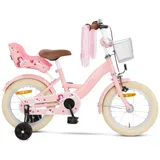 SJOEF Dolly Kinderfahrrad 14 Zoll | Kinder Fahrrad für Mädchen/Jugend | Ab 2-7 Jahren | 12-18 Zoll | inklusive Stützräder (Rosa)