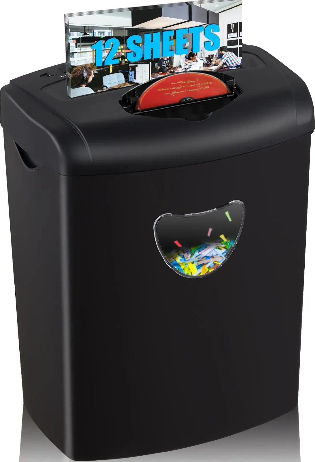 12-Sheet Cross Cut Paper Shredder with Large 5.55-Gallon Basket - P-4 Security, 3-Mode Shred for Cards/CDs/Staples/Clips - Jam Proof System for Office