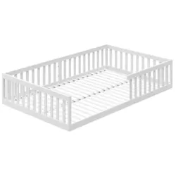 Kids Collective Bodenbett 120x200 cm mit Rausfallschutz & Lattenrost weiß, 120x200 cm
