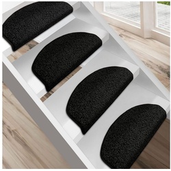 Stufenmatte Shaggy-Stufenmatte Madrid, Treppenschoner, 16 Farben, 2 Varianten, Karat, Halbrund schwarz Halbrund