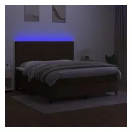 vidaXL Boxspringbett mit Matratze & LED Dunkelbraun 160x200 cm Stoff