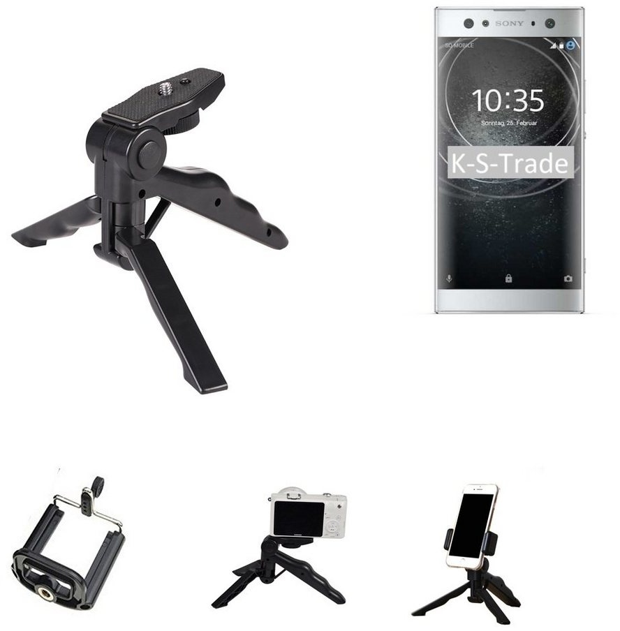 K-S-Trade für Sony Xperia XA2 Ultra Smartphone-Halterung, (Stativ Tisch-Ständer Dreibein Handy-Stativ Ständer Mini-Stativ) schwarz