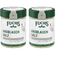 Fuchs Gewürze - Knoblauchsalz - Gewürzsalz für Dips, Saucen und Gemüse - natürliche Zutaten - 90 g in wiederverwendbarer, recyclebarer Dose (Packung mit 2)