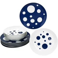 Mambocat Pula Tafelservice 12-tlg. dunkelblau gepunktet