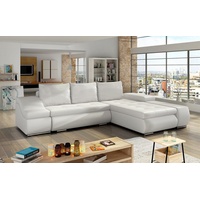 JVmoebel Ecksofa »Design Ecksofa Schlafsofa Bettfunktion Couch Leder Textil Polster«, Mit Bettfunktion weiß