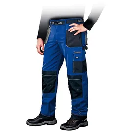 Leber & Hollman Herren Arbeitshose LH-FMN-T B, 65% Polyester 35% Baumwolle 270 g/m2, Bundhose mit Taschen für Knieschoner, 9 Multifunktionstaschen+ Schlaufe und Schlüsselhaken, Blau-Schwarz-Grau, 48