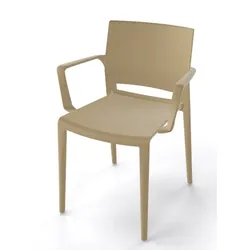 Bequemer Stapelstuhl mit Armlehne Bakhita B taupe