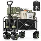 SAMAX Bollerwagen Faltbar Offroad Camping Edition Schwarz/Matcha Grün
