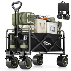 SAMAX Bollerwagen Faltbar Offroad Camping Edition Schwarz/Matcha Grün