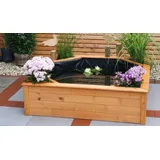 Gartenteich Neustrelitz honigbraun 144 x 144 x 40 cm - Kiefer (FSC-zertifiziert) aus Holz - quadratischer Balkonteich für Terrassen