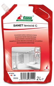 TANA SANET lavocid C Sanitärreiniger, Konzentrierter Sanitär-Unterhaltsreiniger mit Frischeduft, 2 Liter - Standbeutel