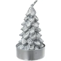 4 Teelichter Kerzen Paraffin 7cm Tannenbaum Form Tischkerzen Adventskerzen Dekokerzen Teelicht Weihnachten Tischdeko Weihnachtsdeko Silber