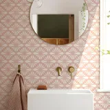 Fliesenaufkleber Pfirsich Pink Elegant Klebefliesen Wasserdicht Fliesenaufkleber Bad Fliesenaufkleber Küche Fliesenfolie Mosaikfliesen für Schrank Möbel Küchenrückwand Folie 20 Stück/15x15cm