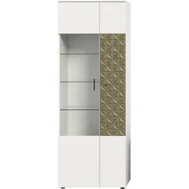 INOSIGN Vitrine INOSIGN "Vicenza, Höhe 195 cm, Ornamentabsetzung, 2 Türen, 9 Fächer", gold (weiß, goldfarben), B:70cm T:37cm, Schränke, Vitrine, 3 Glaseinlegeböden, Vitrinenschrank, Schrank, Hochschrank, Wohnschrank