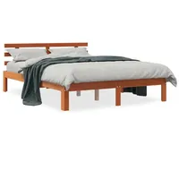 VidaXL Massivholzbett ohne Matratze Wachsbraun 140x200 cm Kiefernholz