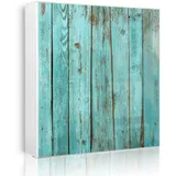 Banjado Großer Schlüsselkasten Metall 30x30cm Weiß Scharnier Rechts 50 Haken Beschreibbar Magnetisch Motiv Blaues Holz