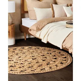 Beliani Afrin Filzkugelteppich 140 x 200 cm Beige