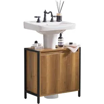 SoBuy Waschbeckenunterschrank mit 2 Türen Dunkelbraun 60x30x60cm Funktional