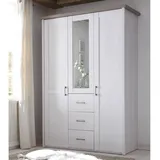 Stella Trading Drehtürenschrank Luca 150 x 212 x 62 cm Weiß/Trüffel