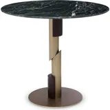 Casa Padrino Luxus Esstisch Grün / Messingfarben / Dunkelbraun Ø 85 x H. 76 cm - Runder Esszimmertisch mit Marmorplatte - Esszimmer Möbel - Luxu... - Silber/Dunkelbraun