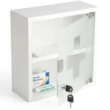 Karat Medizinschrank Allen Abschließbarer Arzneischrank mit Glastür Weiß 30 x 30 cm 2 Fächer