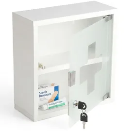 Karat Medizinschrank Allen Abschließbarer Arzneischrank mit Glastür Weiß 30 x 30 cm 2 Fächer