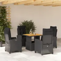KKHOMEI Gartenmöbel Set 4 Verstellbare Hochlehner Stühlen mit Höhenverstellbarer Tisch Rattan Essgruppe 4 Personen Garten Sitzgruppe Terrassenmöbel Außen mit Auflagen -B45