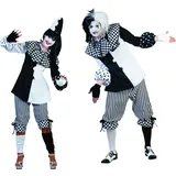 Pierrot Harlekin Kostüm Clown Pantomime Damen Herren Partnerkostüm Karneval - M