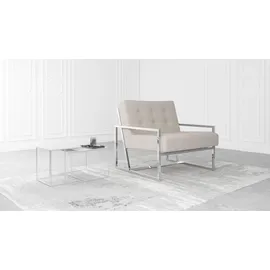 s-style möbel Loungesessel Tampa Bouclé 84 x 81 x 89 cm Beige/Silber