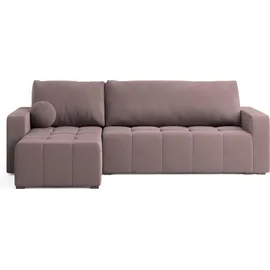 masseno Ecksofa VOLIRA Rosa, Plüsch-Stoff mit Schlaffunktion