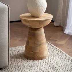Beistelltisch Ø 37 cm Sitzhocker Massivholz Baumstumpf Couchtisch Blumen-Tisch