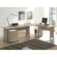 Schreibtisch-Kombination Winkelschreibtisch Bürotisch Arbeitstisch "Clermont I" Sonoma-Eiche